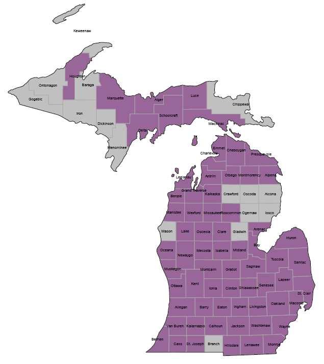 April 19 2022 County map of Michigan