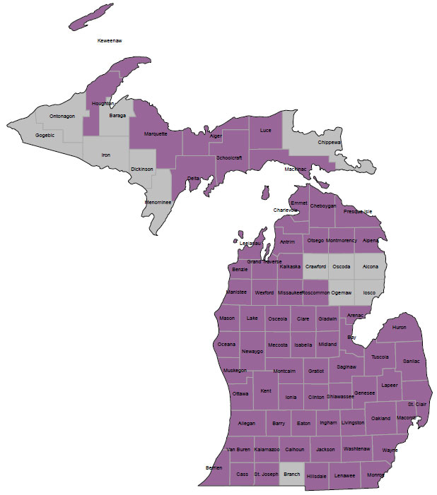 April 19 2022 County map of Michigan